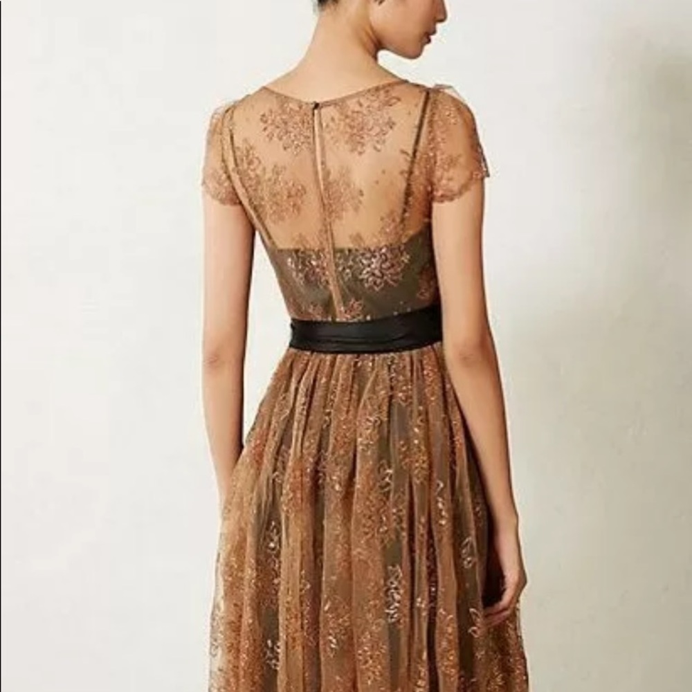 Anthropologie Moulinette Soeurs Honeyed Lace Dress Bronze Women's 4